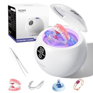 Ultrasonic Retainer Cleaner Machine 45kHz Dental Retainer Cleaner with 3 Modes and Digital Timer Mouth Guard for Denture Clean, Night Guard, Aligner, Braces, Toothbrush, Jewelry